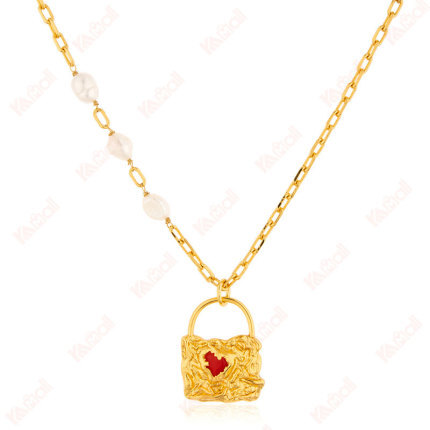 ruby necklace baroque lock your love